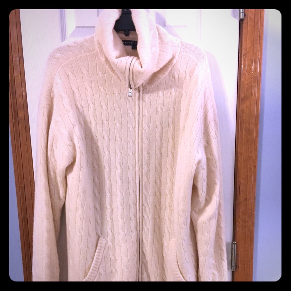 RL Cashmere Cable Knit Sweater Coat